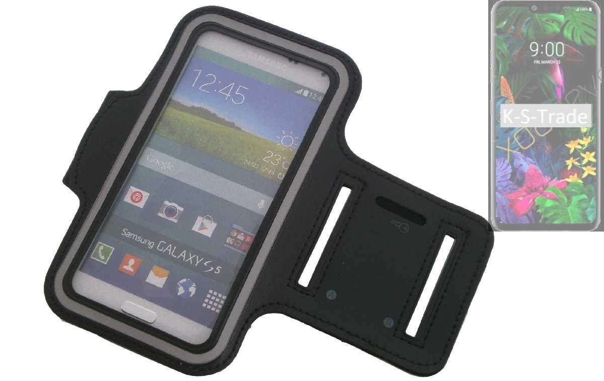 K-S-Trade Handyhülle für LG Electronics G8 ThinQ, Neopren Jogging Armband Sportarmband Oberarmband schwarz mit von K-S-Trade