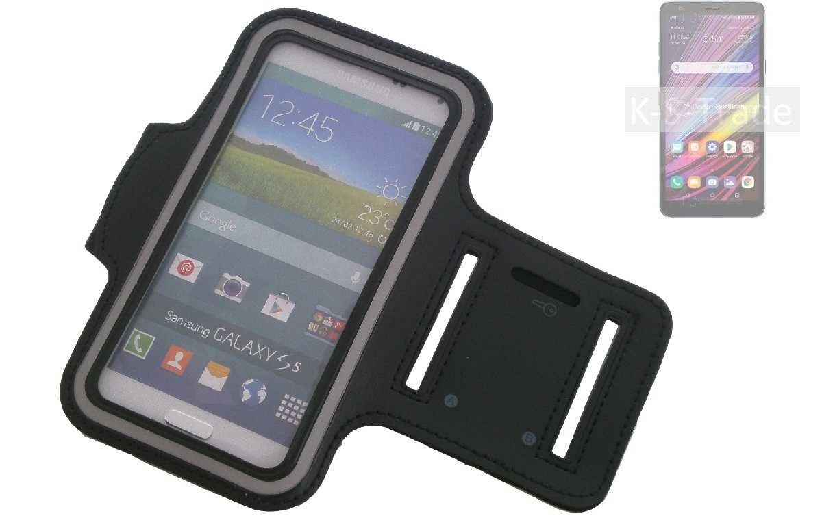 K-S-Trade Handyhülle für LG Electronics Neon Plus, Neopren Jogging Armband Sportarmband Oberarmband schwarz mit von K-S-Trade