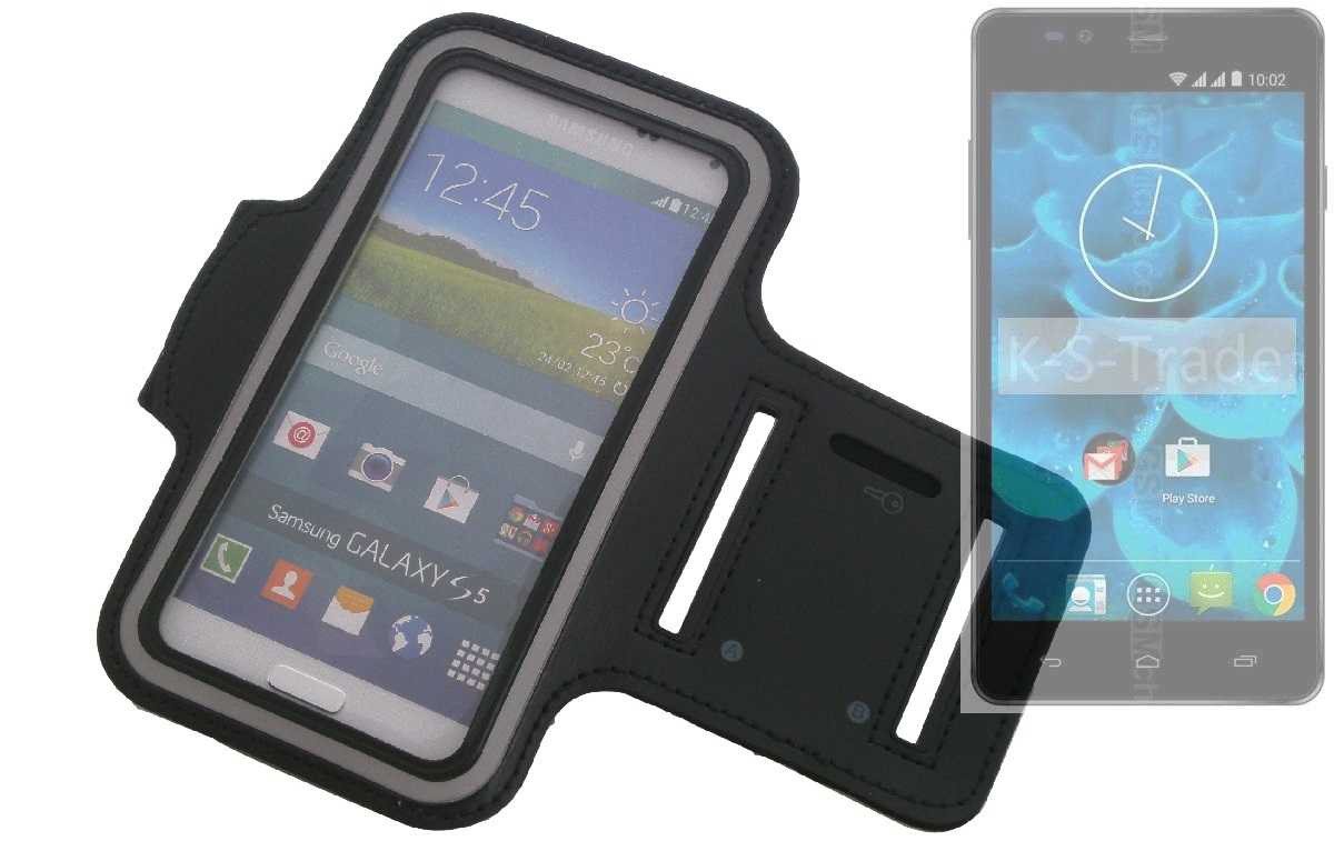 K-S-Trade Handyhülle für Qilive Q4 5.5, Neopren Jogging Armband Sportarmband Oberarmband schwarz mit von K-S-Trade