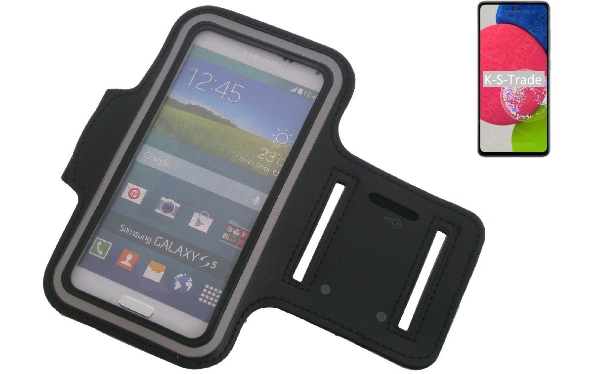 K-S-Trade Handyhülle für Samsung Galaxy A52s 5G, Neopren Jogging Armband Sportarmband Oberarmband schwarz mit von K-S-Trade