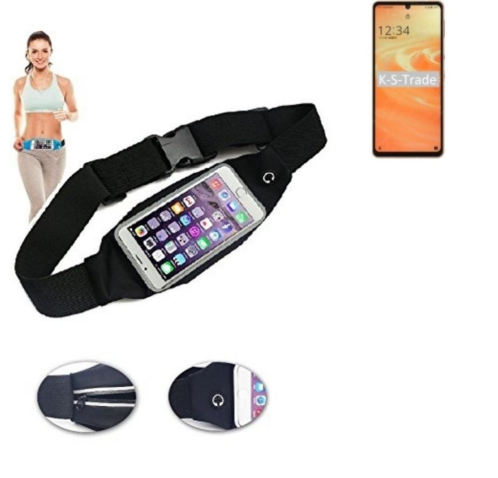 K-S-Trade Handyhülle für Sharp Aquos Sense6, Jogging-Armband Gürteltasche Umhängetasche Bauchtasche schwarz von K-S-Trade