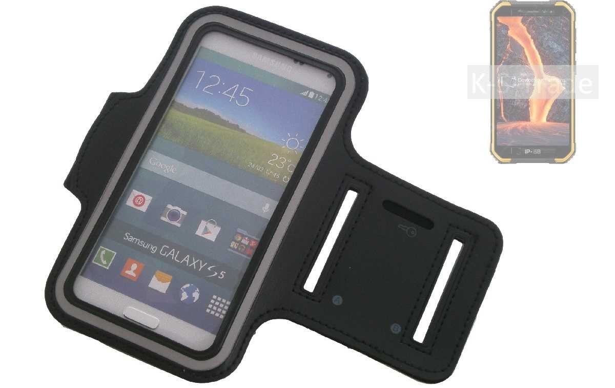 K-S-Trade Handyhülle für Ulefone Armor X6 Pro, Neopren Jogging Armband Sportarmband Oberarmband schwarz mit von K-S-Trade