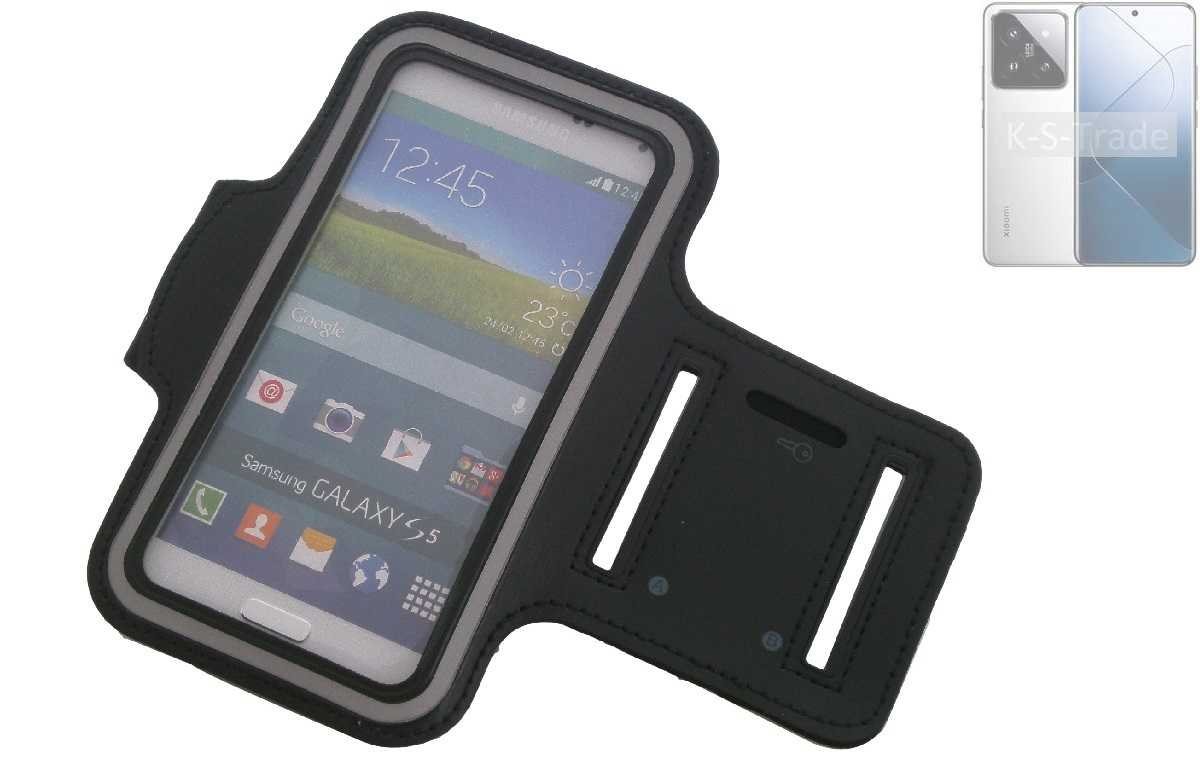 K-S-Trade Handyhülle für Xiaomi 14, Neopren Jogging Armband Sportarmband Oberarmband schwarz mit von K-S-Trade