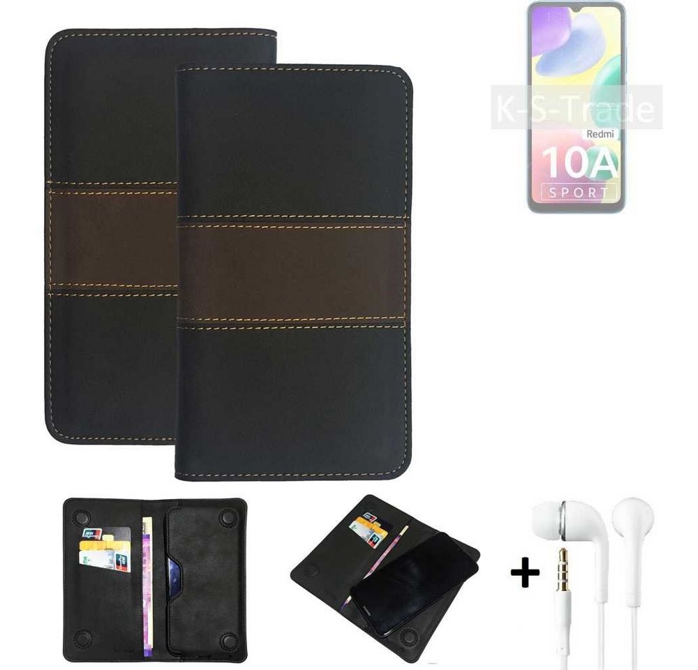 K-S-Trade Handyhülle für Xiaomi Redmi 10A Sport, Handyhülle + Kopfhörer Schutzhülle Walletcase Bookstyle Tasche von K-S-Trade