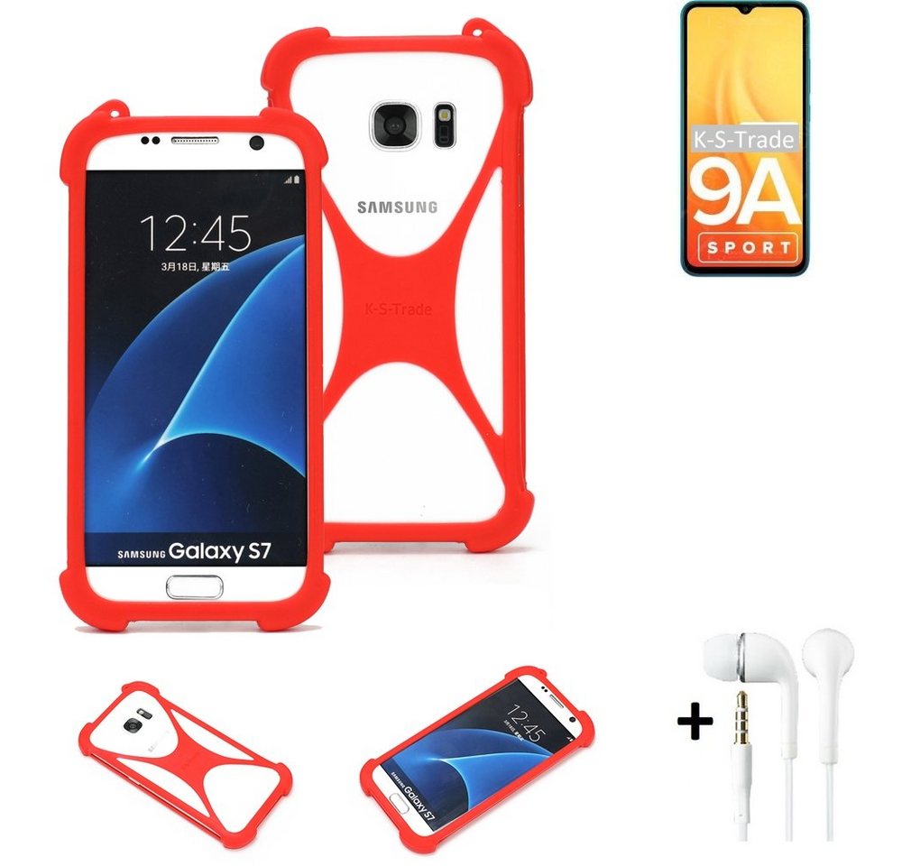 K-S-Trade Handyhülle für Xiaomi Redmi 9A Sport, Handy-hülle + Kopfhörer Schutz-hülle Bumper Silikon Schutz Hülle von K-S-Trade