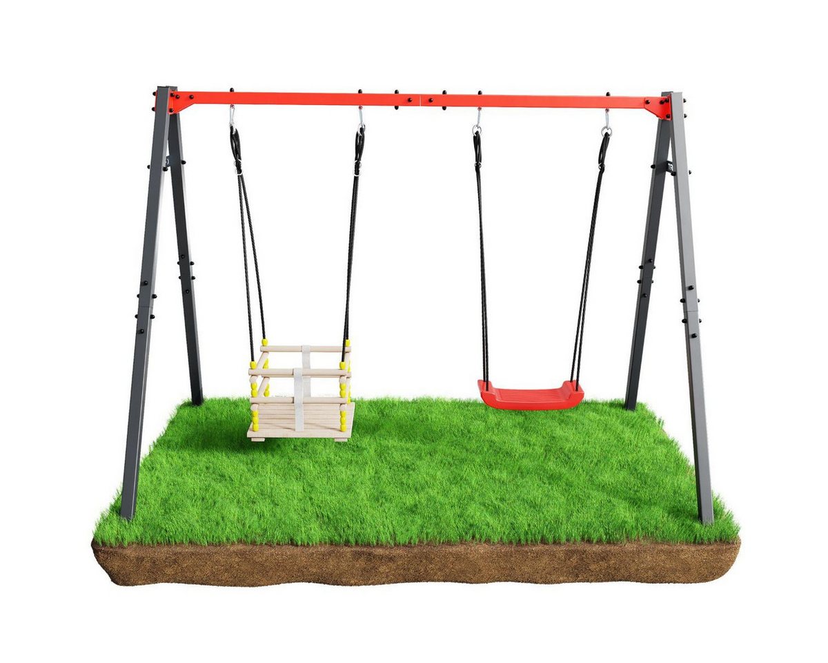 K-SPORT Doppelschaukel, Kinderschaukel mit Schaukelzubehör, (Schaukelgestell mit Gitter- und Brettschaukel inkl. Bodenanker, Outdoor Schaukel, Kinderschaukel für den Garten, Gestell bis 150kg belastbar, stabil und sicher, wetterfestes Gerüst), Made in EU! K-SPORT Doppelschaukel, Kinderschaukel mit Schaukelzubehör, (Schaukelgestell mit Gitter- und Brettschaukel inkl. Bodenanker, Outdoor Schaukel, Kinderschaukel für den Garten, Gestell bis 150kg belastbar, stabil und sicher, wetterfestes Gerüst), Made in EU! von K-SPORT