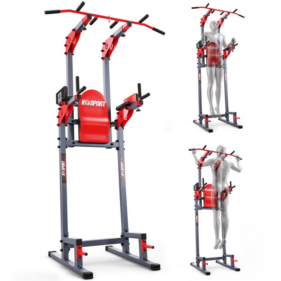 K-SPORT Kraftstation Stationäre Klimmzugstange + Dip Station, (Kraftstation mit Pull-Up Bar & Dip Stange, Kraftturm & Klimmzugturm bis 150 kg belastbar), Made in EU! von K-SPORT