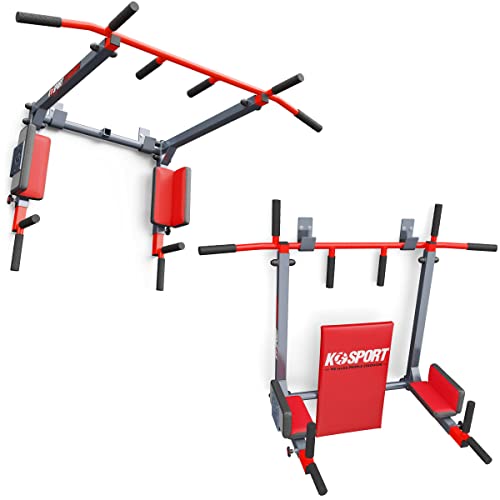 K-Sport: Klimmzugstange + Dip Station zur Wandmontage bis 150kg belastbar I Kraftstation mit PullUp Bar & Dip Stange I Kraftturm & Klimmzugturm, inkl. E-Book von K-Sport