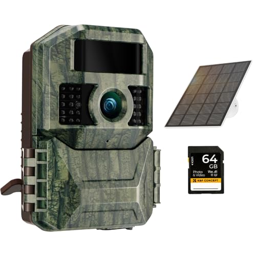 Wildkamera mit 6000mAh wiederaufladbare Batterie und 3W Solar Panels, K&F Concept 48MP 4K Solar Wildtierkamera mit Bewegungsmelder Nachtsicht IP66 und 64GB SD Wildkamera mit 6000mAh wiederaufladbare Batterie und 3W Solar Panels, K&F Concept 48MP 4K Solar Wildtierkamera mit Bewegungsmelder Nachtsicht IP66 und 64GB SD von K&F Concept