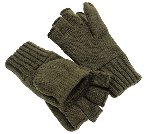 Thinsulate Strick-Handschuhe Schießhandschuhe Green Hunter ohne Fingerkuppen mit abklappbarem Fäustel Jagd Outdoor Angeln Herbst Winter inkl. Handwärmer Pads (XXL) von K&S Outdoors