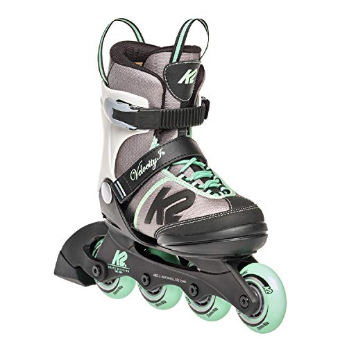 K2 Inline Skates VELOCITY JR GIRLS Für Mädchen Mit K2 Softboot, Grey - Green, 30E0291 von K2