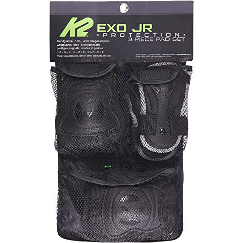 K2 Skates Unisex Jugend Schonerset Exo Jr Pad Set — Schwarz - Grau - Grün — XS von K2