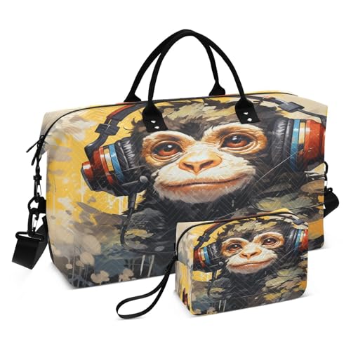 Affenkunst Aquarell Sporttasche Handtasche mit Make-up Aufbewahrungstasche Badetasche für Reisen Mädchen Männer von KAAVIYO