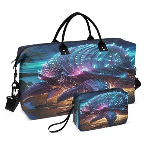 Coole Tiere Gürteltier Kunst Sporttasche Handtasche mit Make-up Aufbewahrungstasche Badetasche für Reisen Mädchen Männer von KAAVIYO