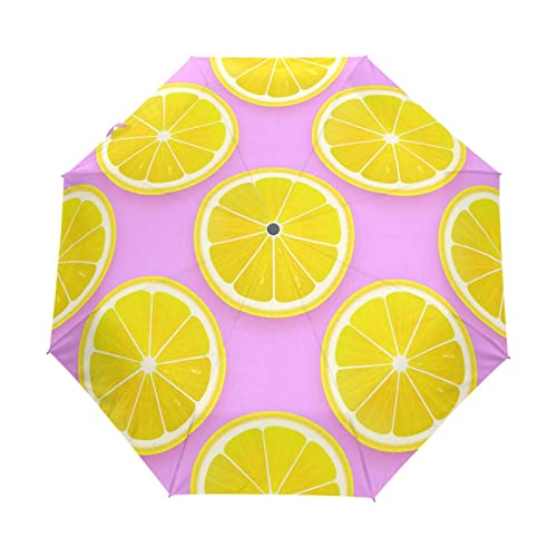 Frucht Zitrone Süß Orange Regenschirm Auf-Zu Automatik Taschenschirm Winddichter Umbrella Klein Leicht Schirm Kompakt Schirme für Jungen Mädchen Reise Strand Frauen von KAAVIYO