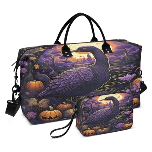 Halloween Lila Gans Kunstwerk Sporttasche Handtasche mit Make-up Aufbewahrungstasche Badetasche für Reisen Mädchen Männer von KAAVIYO