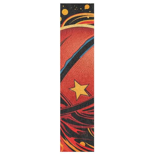 KAAVIYO Aquarell-Basketball-Kunstfeuer Muster Skateboard Griptape rutschfest Selbstklebend Longboard Griptapes Aufkleber Griffband(9x33in,44x10in 1pcs) von KAAVIYO