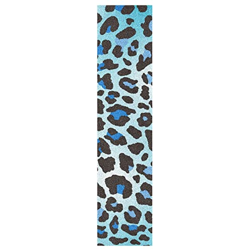 KAAVIYO Blauer Leopard Kunst Muster Skateboard Griptape rutschfest Selbstklebend Longboard Griptapes Aufkleber Griffband(9x33in,44x10in 1pcs) von KAAVIYO