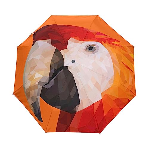 Kunst Vogel Papagei Mode Regenschirm Taschenschirm Auf-Zu Automatik Schirme Winddicht Leicht Kompakt UV-Schutz Reise Schirm für Jungen Mädchen Strand Frauen von KAAVIYO