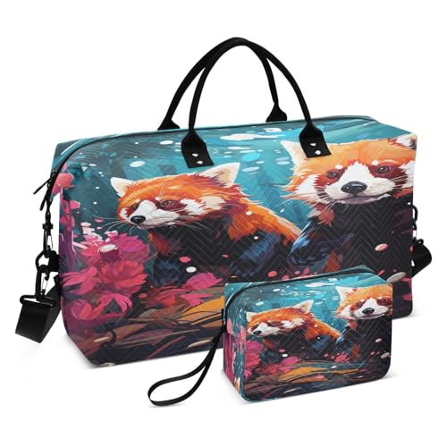 Süße Bunte Rote Pandas Sporttasche Handtasche mit Make-up Aufbewahrungstasche Badetasche für Reisen Mädchen Männer von KAAVIYO