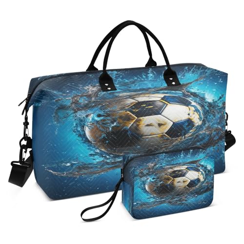 Wasserspritzer Fußball Sporttasche Handtasche mit Make-up Aufbewahrungstasche Badetasche für Reisen Mädchen Männer von KAAVIYO