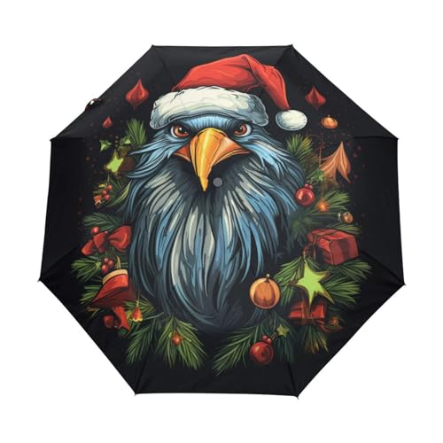 Weihnachtskunstpapagei Regenschirm Automatik Auf-Zu Taschenschirm Umbrella Kompakt Schirme für Jungen Mädchen Strand Frauen von KAAVIYO