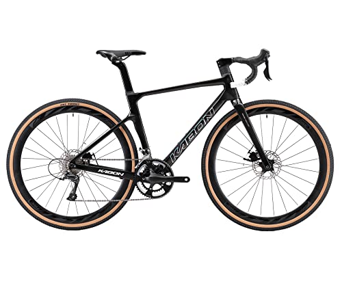 KABON Carbon Gravel Bike, T800 Carbon Fiber Rahmen 700C Rennrad mit 18 Gängen, integriertem Carbonlenker, Scheibenbremsen Rennrad für Unisex von KABON