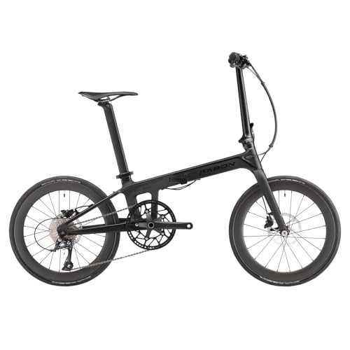 KABON Voll Carbon Faltrad, Leichtes 20 Zoll Carbonfaser Rahmen Klapprad mit 11 Gang Hydraulische Scheibenbremse Fahrrad mit Carbon Laufradsatz für Unisex-Erwachsene von KABON