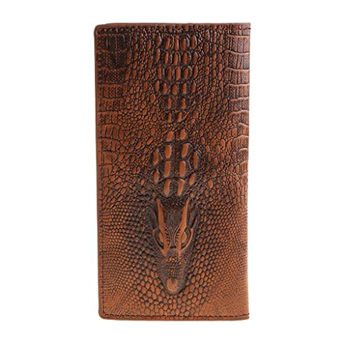 KADSXIYA Herren 3D Alligator Wallet Bifold ID Card Holder Purse for Case Long Clutch Billf, Schokolade von KADSXIYA