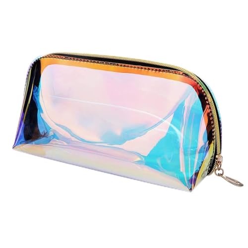 KADSXIYA Holografische Make-up-Tasche für Damen, multifunktional, transparent, Kosmetiktasche, Geldbörse, lässige Aufbewahrung, Beige, L von KADSXIYA