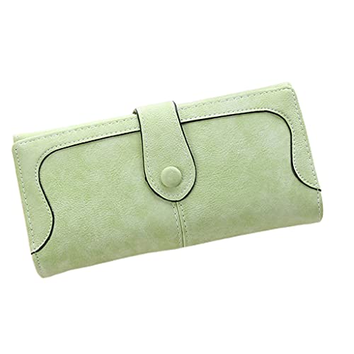 KADSXIYA Modische Damen-Clutch aus PU-Leder, lang, matt, Kreditkartenhalter, Geldbörse, Handtasche, Handytasche, Hellgrün von KADSXIYA