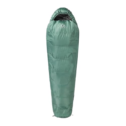 KADVA Camping Schlafsack Mumio L 230 x 80 cm Schlafsack Winter mit Kapuze für den Kopf Komforttemperatur 4 Grad Ideal für den Winter Hohe Wärmespeicherung Ripstop Technologie (Grün) von KADVA