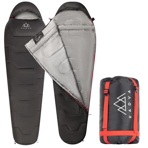 KADVA Camping Schlafsack Mumio L 230 x 80 cm Schwarzer Schlafsack Winter mit Kapuze für den Kopf Komforttemperatur 4 Grad Ideal für den Winter Hohe Wärmespeicherung Ripstop Technologie KADVA Camping Schlafsack Mumio L 230 x 80 cm Schwarzer Schlafsack Winter mit Kapuze für den Kopf Komforttemperatur 4 Grad Ideal für den Winter Hohe Wärmespeicherung Ripstop Technologie von KADVA