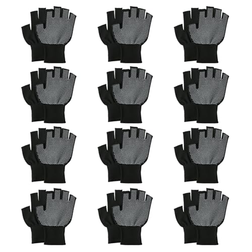 KAHDGSS 12 Paar rutschfeste Halbfinger-Handschuhe, atmungsaktiv, Workout-Handschuhe zum Fahren, Radfahren, Jagd, Motorrad, Klettern von KAHDGSS