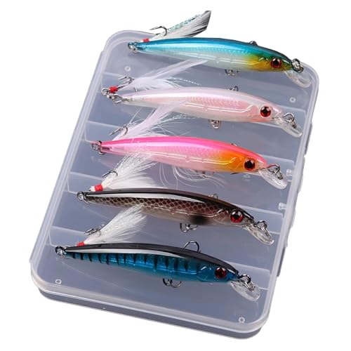 KAHDGSS 5 Stück Minnow Angelköder Schwimmende Harte Köder 6 8 G Wobbler Walleye Swimbait Zum Salzwasserfischen von KAHDGSS