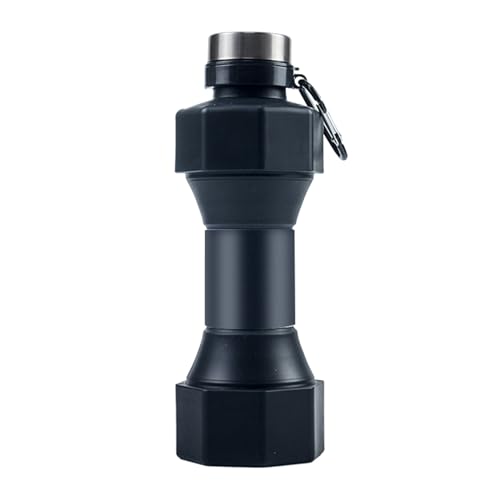 KAHDGSS Faltbare Wasserflasche für Reisen, Wandern, Silikon, auslaufsicher, Sport, Outdoor, Wasserflasche mit D-Haken von KAHDGSS