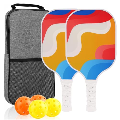 KAHDGSS Pickleball-Paddel aus Kohlefaser mit 4 Pickleballs-Schläger-Set, Outdoor-Sport-Zubehör, für Damen und Herren von KAHDGSS