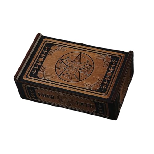 KAHDGSS Tragbarer Kartenbehälter, Holz, Push-Pull-Tarotkarten, Aufbewahrungsbox, Astrologie, Schmuckbox, Wahrsagungskarten-Aufbewahrungsbox von KAHDGSS