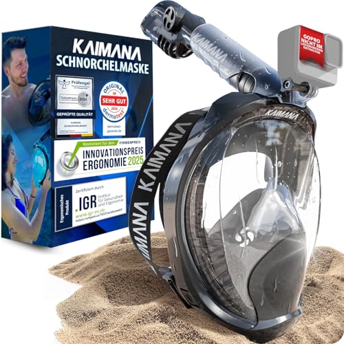 NEUHEIT - KAIMANA® Schnorchelmaske für Erwachsene L/XL inkl. Tragetasche - geprüfte CO₂ Sicherheit - Tauchermaske Erwachsene - Vollgesichtsmaske Tauchmaske von KAIMANA