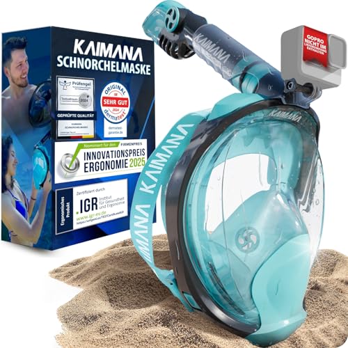 NEUHEIT - KAIMANA® Schnorchelmaske für Erwachsene S/M inkl. Tragetasche - geprüfte CO₂ Sicherheit - Tauchermaske Erwachsene - Vollgesichtsmaske Tauchmaske NEUHEIT - KAIMANA® Schnorchelmaske für Erwachsene S/M inkl. Tragetasche - geprüfte CO₂ Sicherheit - Tauchermaske Erwachsene - Vollgesichtsmaske Tauchmaske von KAIMANA