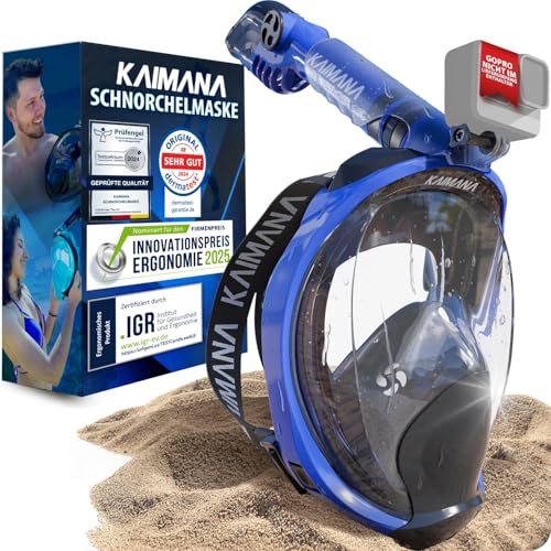 NEUHEIT - KAIMANA® Schnorchelmaske für Erwachsene S/M inkl. Tragetasche - geprüfte CO₂ Sicherheit - Tauchermaske Erwachsene - Vollgesichtsmaske Tauchmaske von KAIMANA