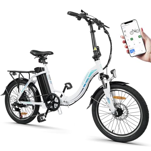 KAISDA E-Bike Klapprad 20“ Elektrofahrrad, Aluminium, mit 250w Motor 36V 13Ah Li-Ion Akku, Reichweite bis zu 100km, 7 Gang, E-citybike, 22kg (White) von KAISDA