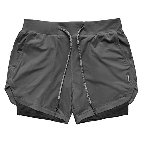 Shorts Herren Sport, 2 in 1 Schnelltrocknende Atmungsaktiv Kompressionsshorts Laufhose Kurz, Training Sporthose mit Taschen (XL,TYP-3) von KAISUN
