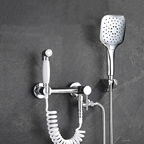 KAJDJDP Hand-Bidet-WC-Sprüher, Bidet-Set aus Messing mit 3-Funktions-Handbrause, an der Wand montierter Stoffwindel-Sprüher, Badezimmer-Heiß- und Kalt-Bidet-Mischhahn, Set B The vast Ocean von KAJDJDP