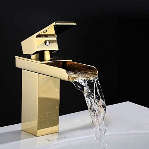 KAJDJDP Küchenarmaturen Luxus-Wasserhähne Messing-Waschtischarmatur Einhebelmischer Moderner Goldhahn Badezimmerdesign Wasserfallhahn The vast Ocean von KAJDJDP