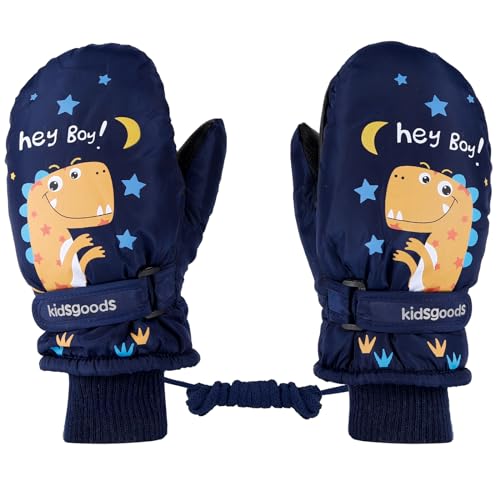 KAKU NANNU Handschuhe Kinder Winter Fleece Fäustlinge Baby Mit Schnur Skihandschuhe Wasserdicht Outdoor Snowboard Jungen 2 3 4 5 6 Jahre Blau Schneehandschuhe Kinder Thermo Handschuhe von KAKU NANU