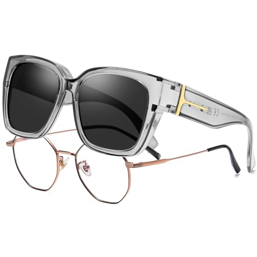 KANASTAL Groß Überziehbrille Damen und Herren Polarisiert Sonnenbrille zum Überziehen für Brillenträger, Unisex Sonnenbrille Fit-over Brille von KANASTAL