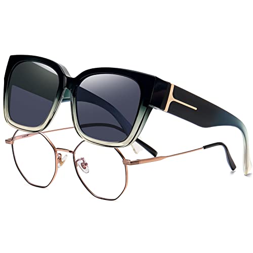 KANASTAL Groß Überziehbrille Damen und Herren Polarisiert Sonnenbrille zum Überziehen für Brillenträger,Trendige Unisex Sonnenbrille UV400 Schutz,Fit-over Brille für Fahren von KANASTAL