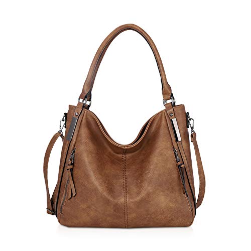 KANBUN ADITAM Fashion Hobo Bag Weiche Leder Handtaschen für Damen Umhängetasche Mehrere Taschen Tragetasche Große Umhängetaschen für Arbeit Schule Reisen Braun Quality Goods von KANBUN