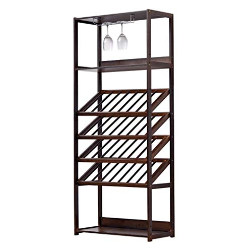 KANBUN Weinregalschrank Weinhalter Aufbewahrungsständer Wein Display Rack Rotwein Rack Floor Stehend Wand Weinschrank Weinlagerregale mit Tisch -Top Wein Lagerung, H, One Size von KANBUN